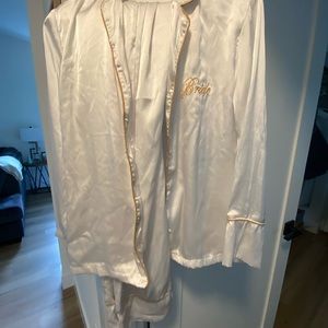 Worn for 2 hours getting ready for Wedding, comfortable satin Bride PJs